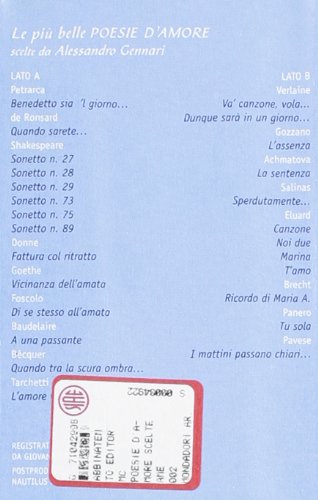 Libro - Le più belle poesie d'amore. Con audiocassetta - Gennari, Alessandro