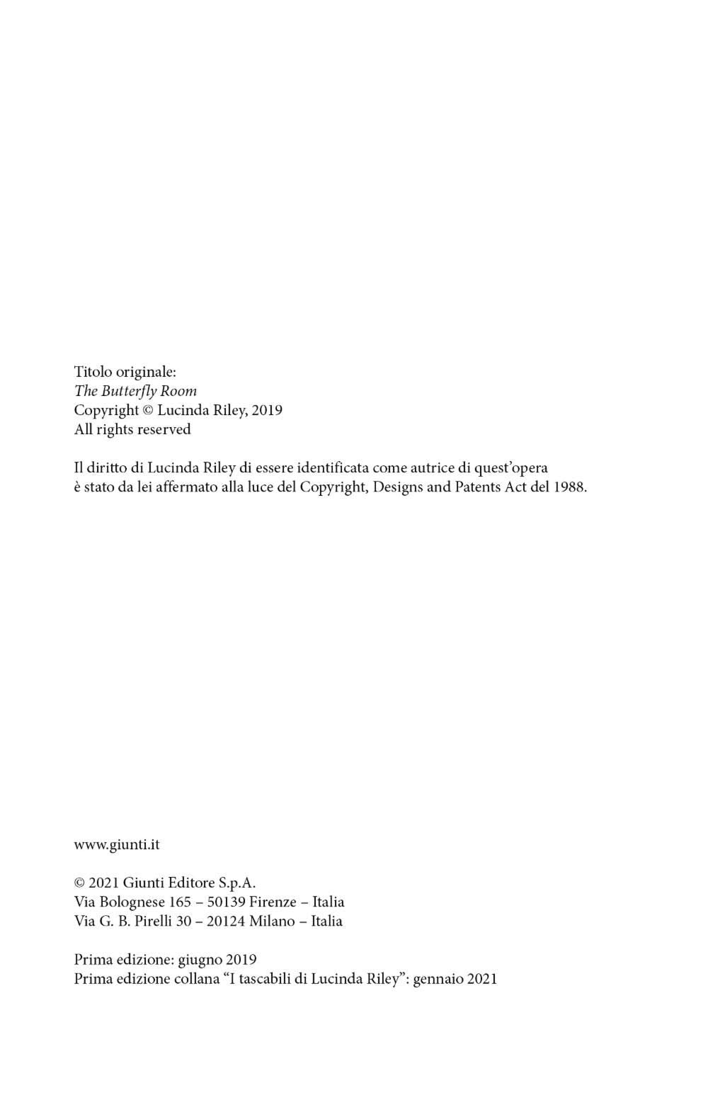 Libro - La stanza delle farfalle - Riley, Lucinda