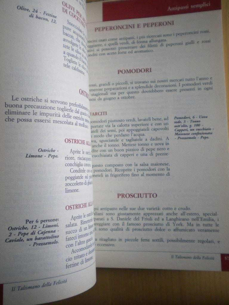 Libro - Il talismano della felicità. Antipasti, Condimenti, Salse Vol.1 - Ada Boni