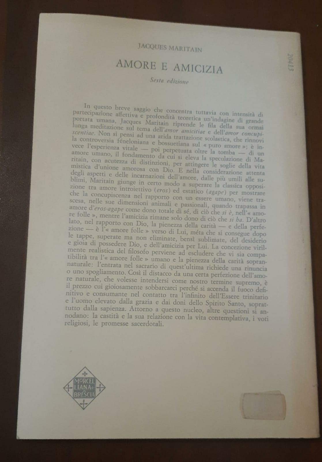 Libro - Amore e amicizia - Jacques Maritain