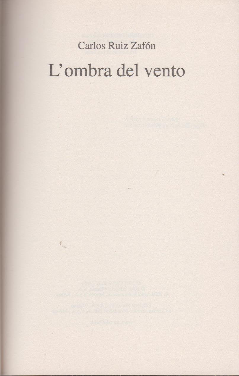 Libro - L'ombra del vento - Carlos Ruiz Zafon