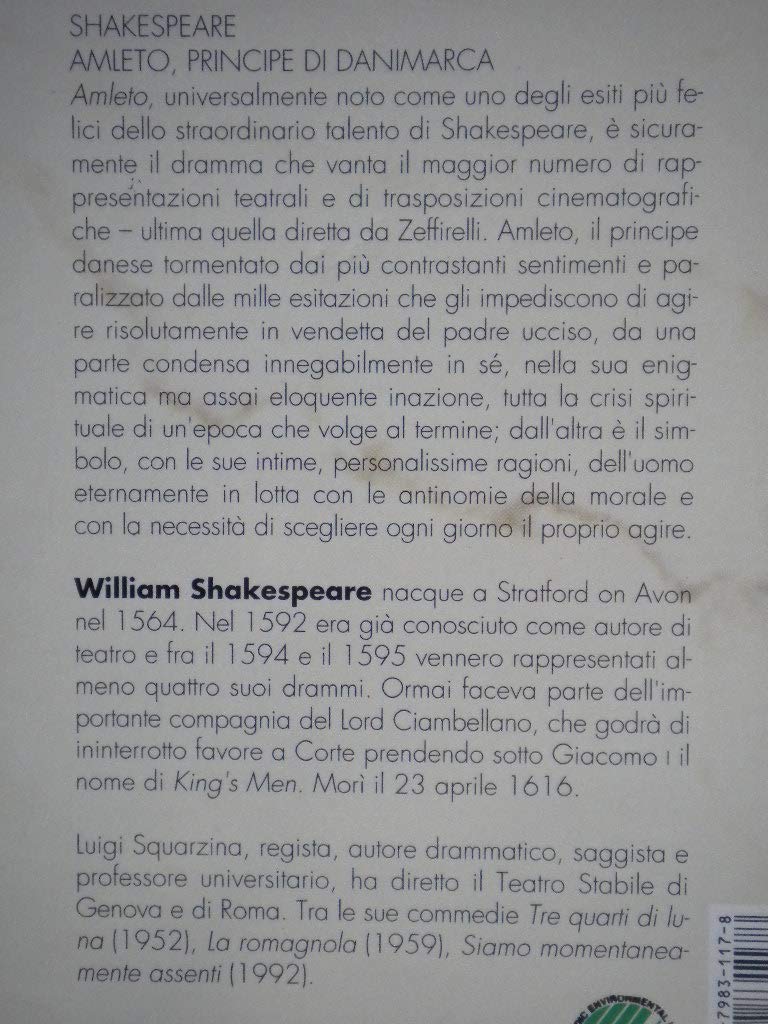 Libro - Amleto principe di Danimarca - Shakespeare, William