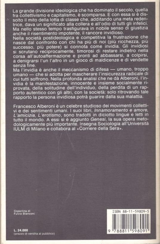 Libro - Gli invidiosi - Alberoni, Francesco