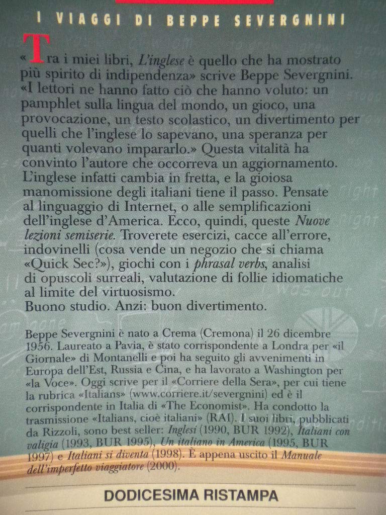 Libro - L'inglese. Nuove lezioni semiserie - Severgnini, Beppe
