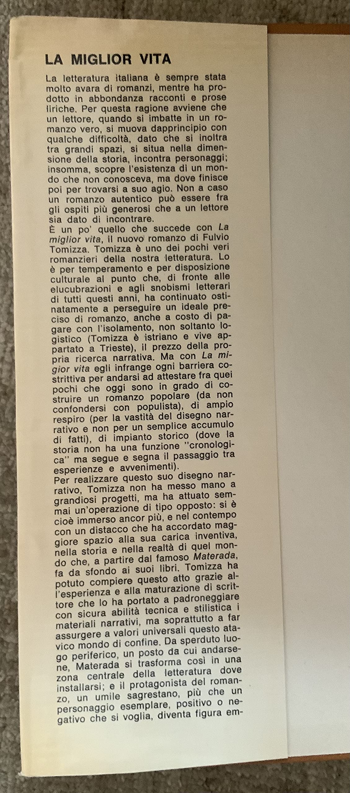 Libro - La miglior vita - Tomizza, Fulvio