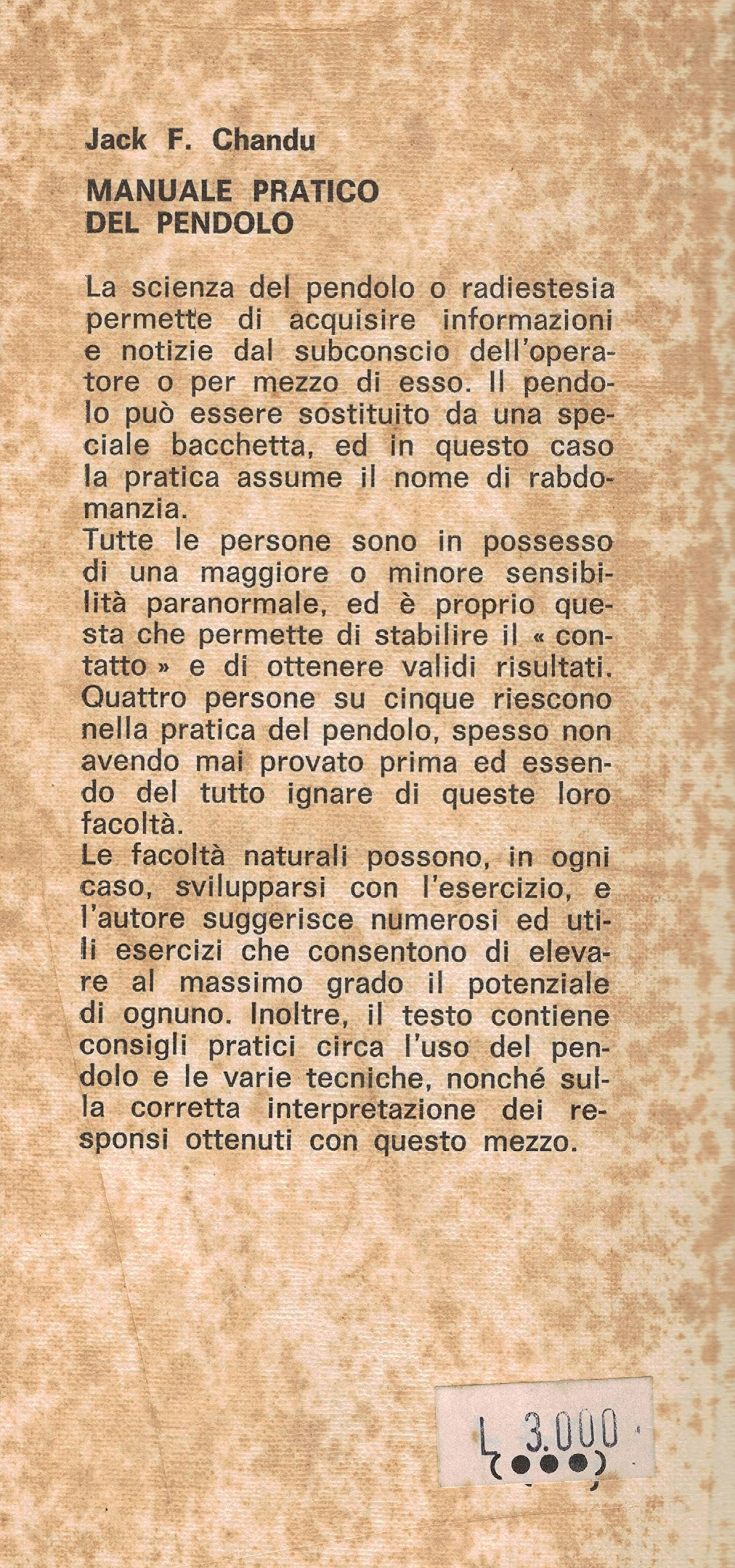 Libro - Manuale pratico del pendolo. - Jack F. Chandu