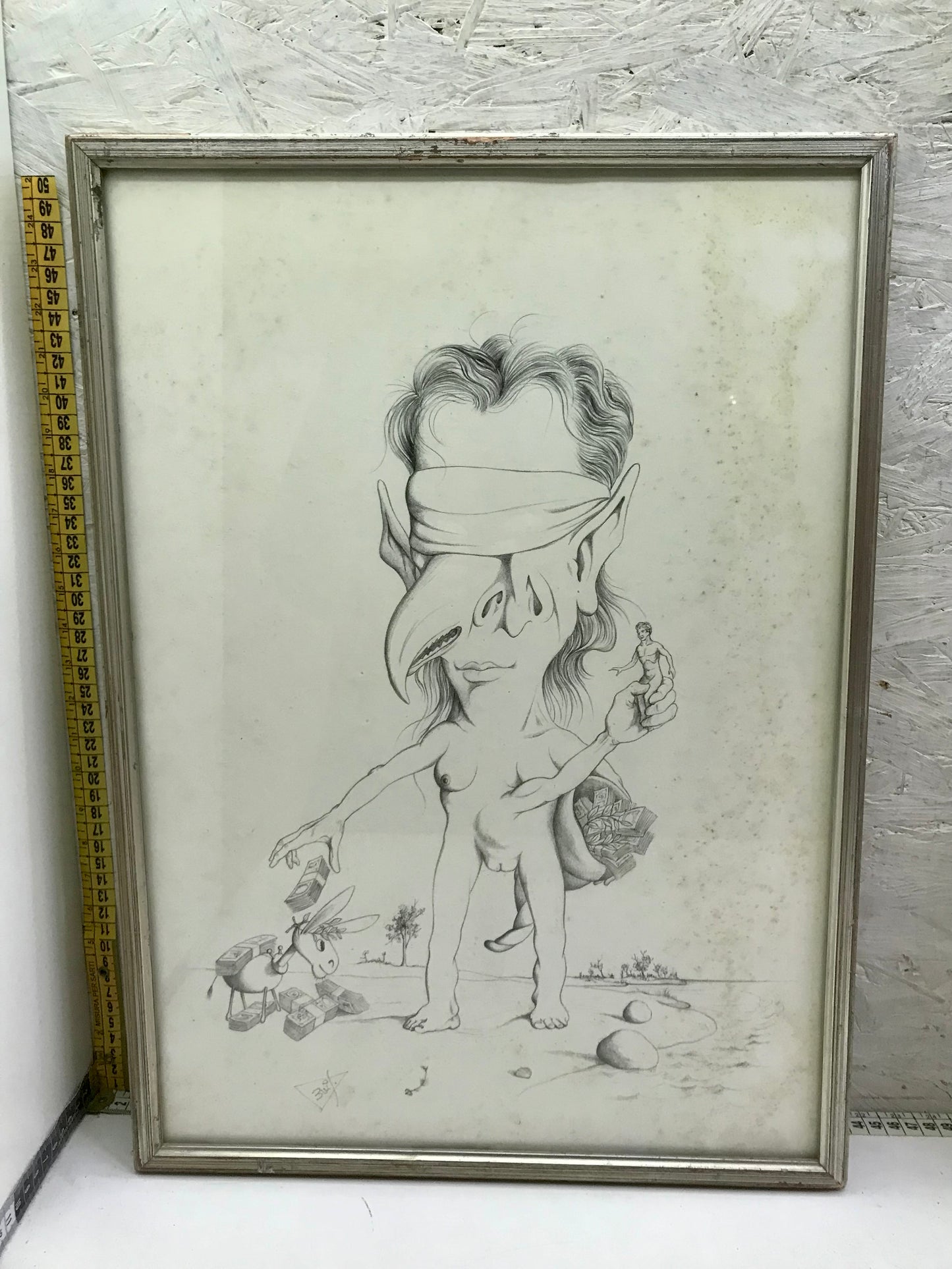 Lot of drawings ALBERTO TREVISAN Venetian surrealist watercolorist 3 paintings