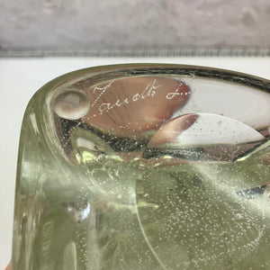 Scultura vetro GUFO con bolle di ZANETTI LUCIO Murano anni 80