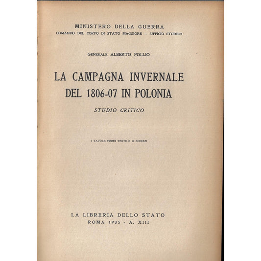 Libro - La campagna invernale del 1806-07 in Polonia studio - Pollio