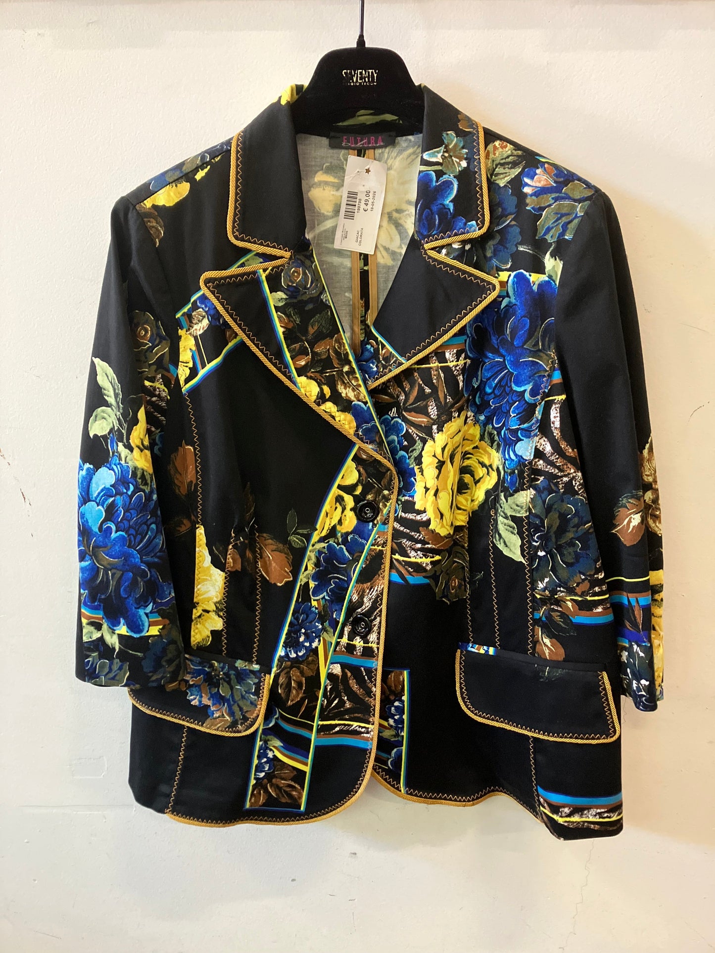 Giacca Donna Futura – Nero Fantasia Floreale – Tg. XL