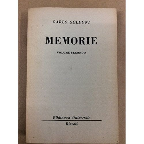 Libro - MEMORIE VOLUME SECONDO - GOLDONI, Carlo