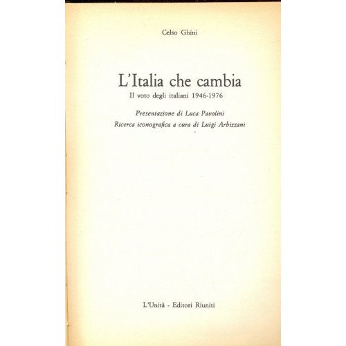 Book - The changing Italy - Celso Ghini
