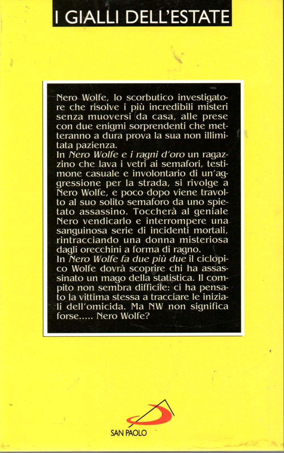 Libro - I gialli dell'estate 4 Nero Wolfe e i ragni d'oro Rex Stout