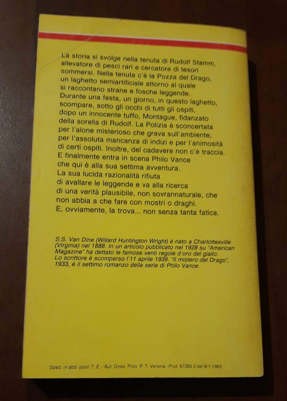 GIALLO MONDADORI. IL MISTERO DEL DRAGO. Van Dine.