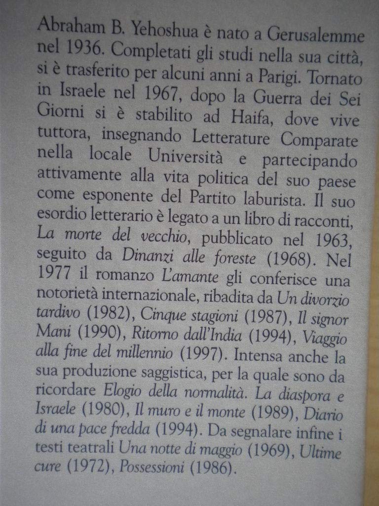 L- L'AMANTE - ABRAHAM B. YEHOSHUA - REPUBBLICA - 81 -- 2003 - CS - ZCS480