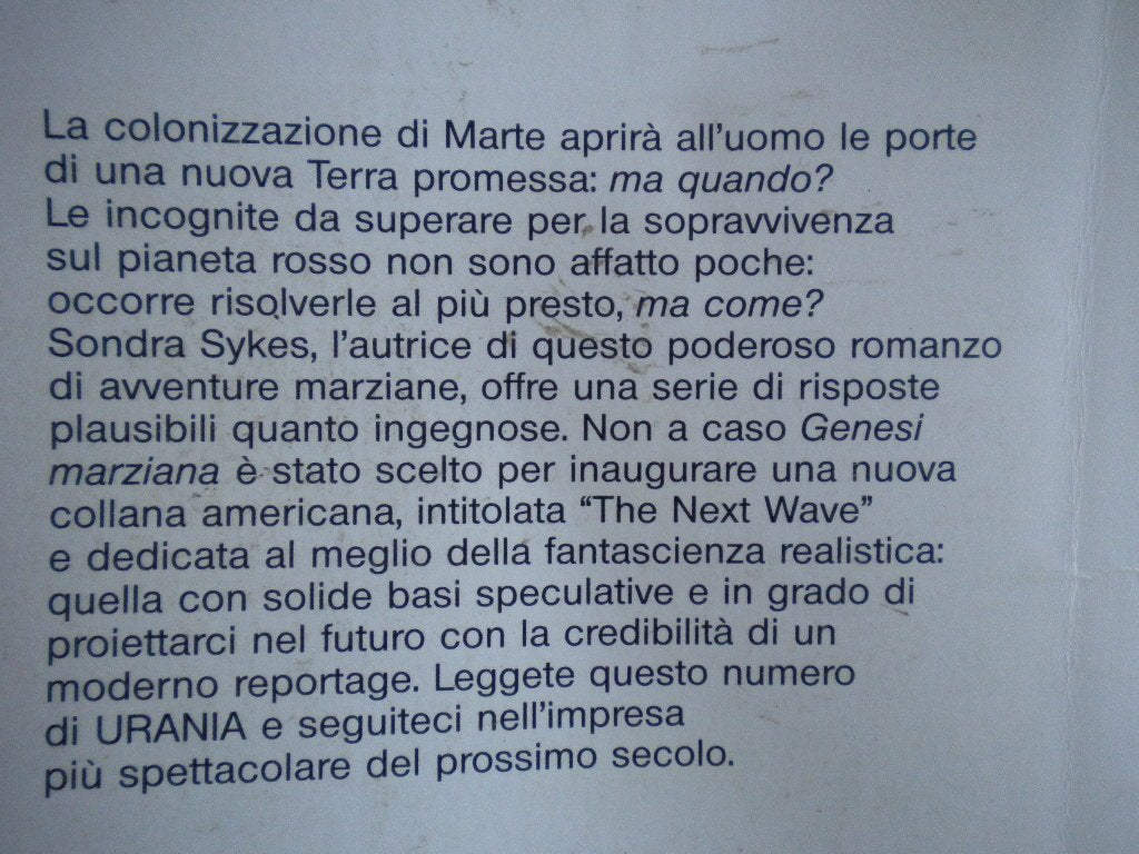 Libro - genesi marziana urania 1234 1994