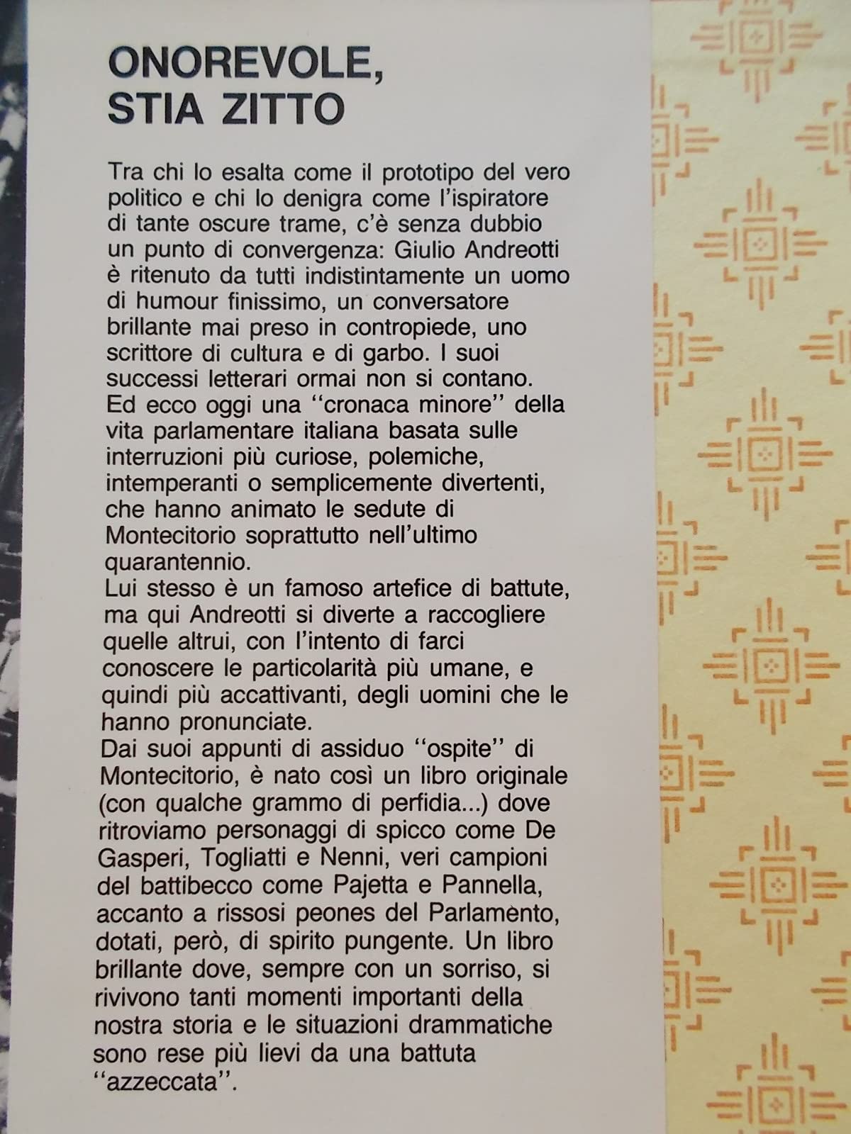 Libro - ONOREVOLE, STIA ZITTO - Giulio, Andreotti