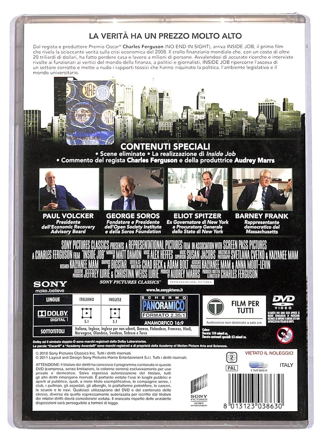 TeknoFilm - DVD – INSIDE JOB di Charles Ferguson (2010) - SONY