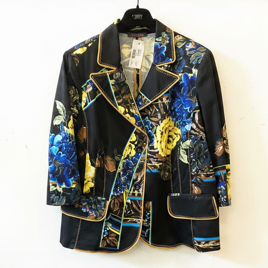 Giacca Donna Futura – Nero Fantasia Floreale – Tg. XL