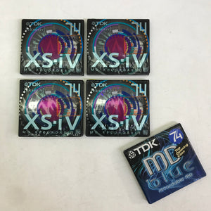 Lotto minidisc MD RECORDABLE XS-iV 74 TDK 1Gb 5 pezzi