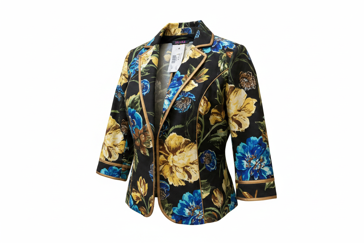 Giacca Donna Futura – Nero Fantasia Floreale – Tg. XL