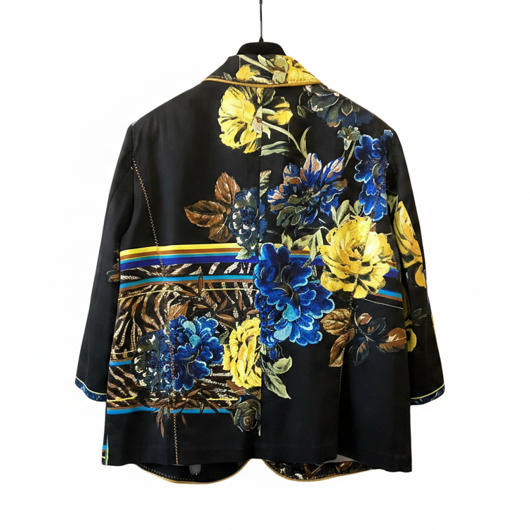 Giacca Donna Futura – Nero Fantasia Floreale – Tg. XL