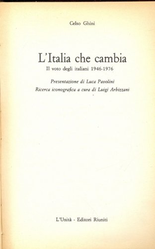 Libro - L'Italia che cambia - Celso Ghini