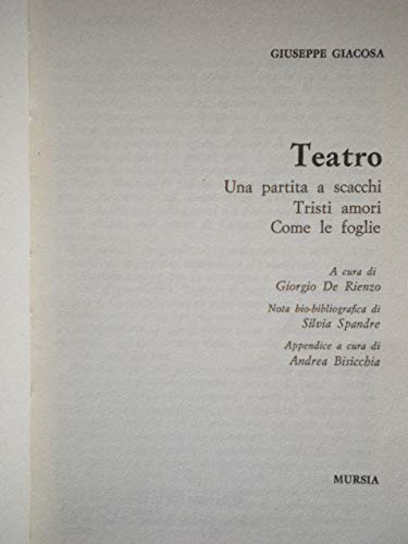 Libro - Teatro - Giacosa, Giuseppe