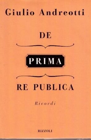 Book - De Prima Re Publica. Memories.