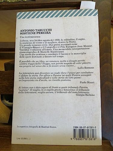 Libro - Sostiene Pereira. Una testimonianza - Tabucchi, Antonio