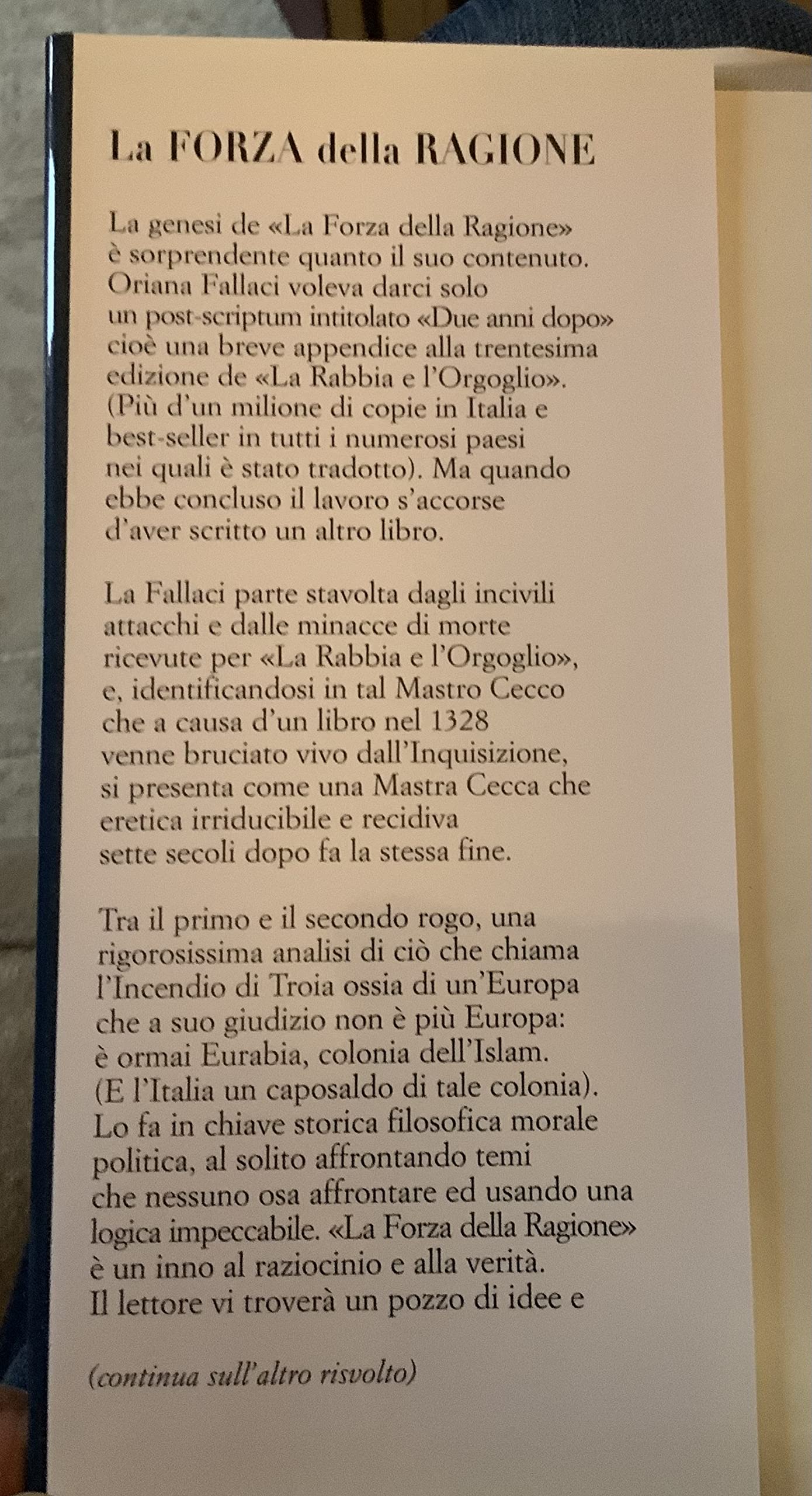 Libro - La forza della ragione - Fallaci, Oriana