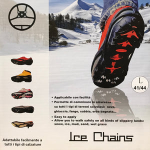 Ramponi da ghiaccio neve ICE CHAINS con 5 chiodi per scarpe Tg. 41 42 43 44