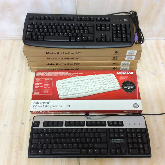 Lotto TASTIERE PC Keyboard 6 pezzi Logitech attacco PS/2 tondo