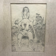 Carica l&#39;immagine nel visualizzatore di Gallery, Quadro ALBERTO TREVISAN acquerellista surrealista - La maternità mostruosa 1948