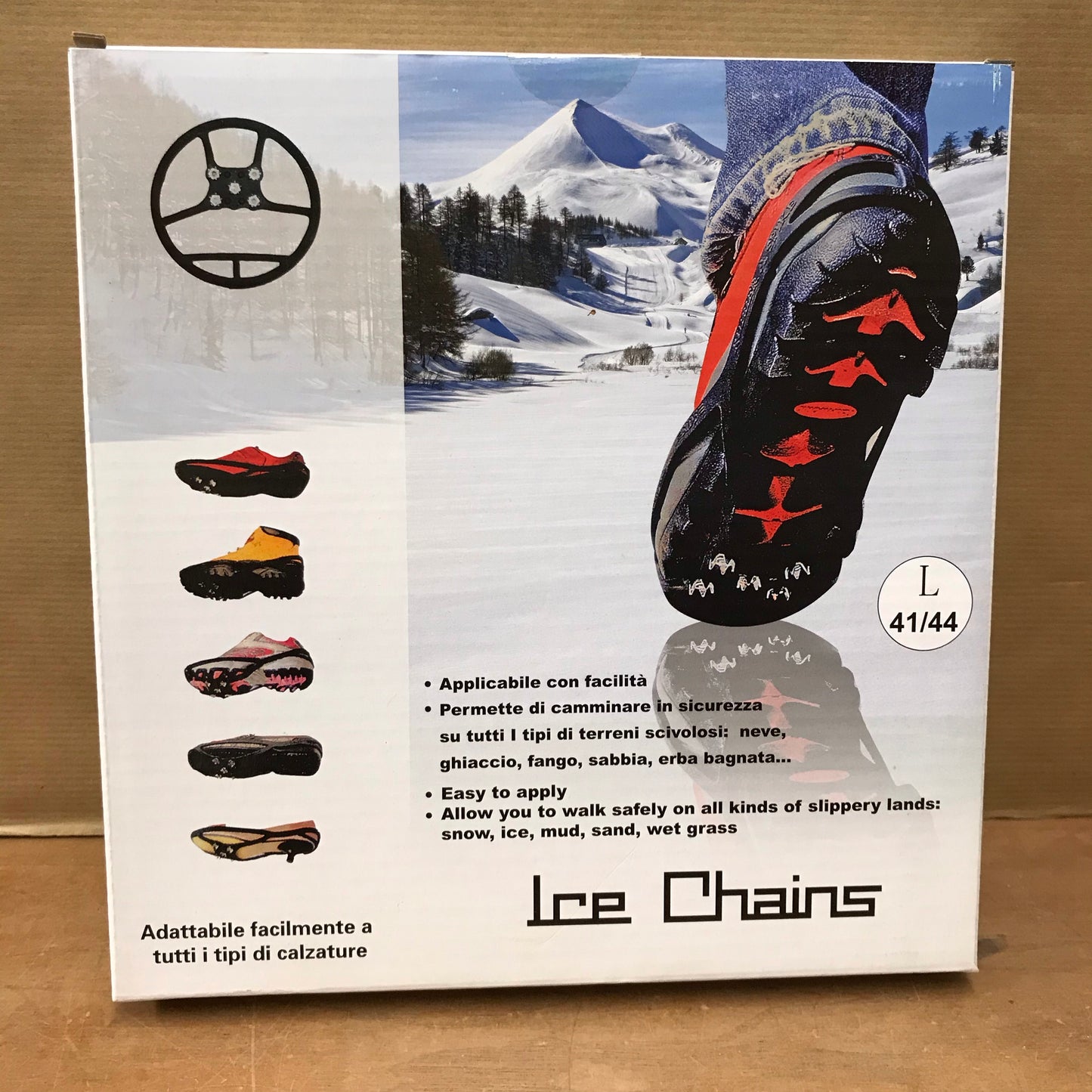 Ramponi da ghiaccio neve ICE CHAINS con 5 chiodi per scarpe Tg. 41 42 43 44