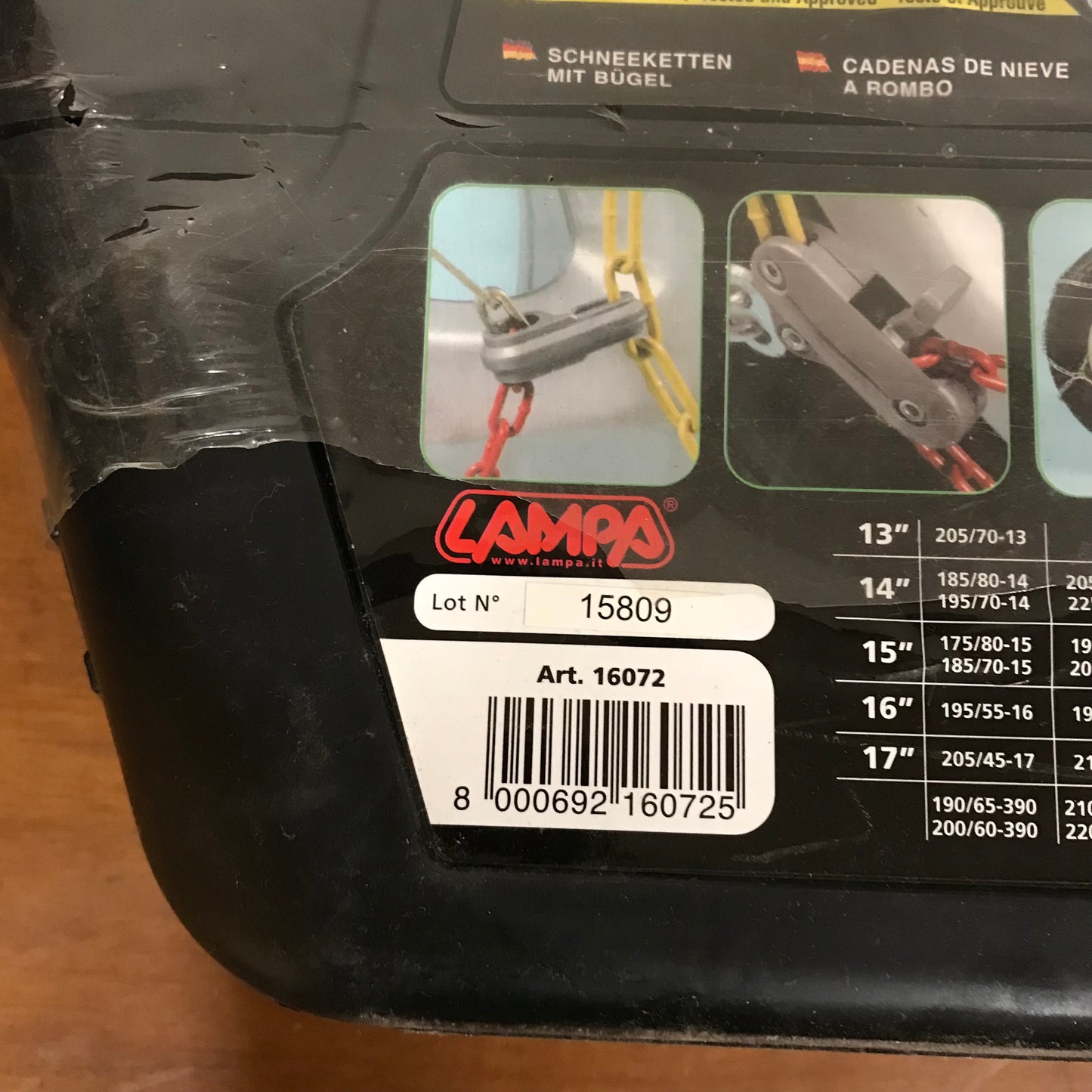 Snow chains for cars LAMPA 16072 R-9 mm group 8 size