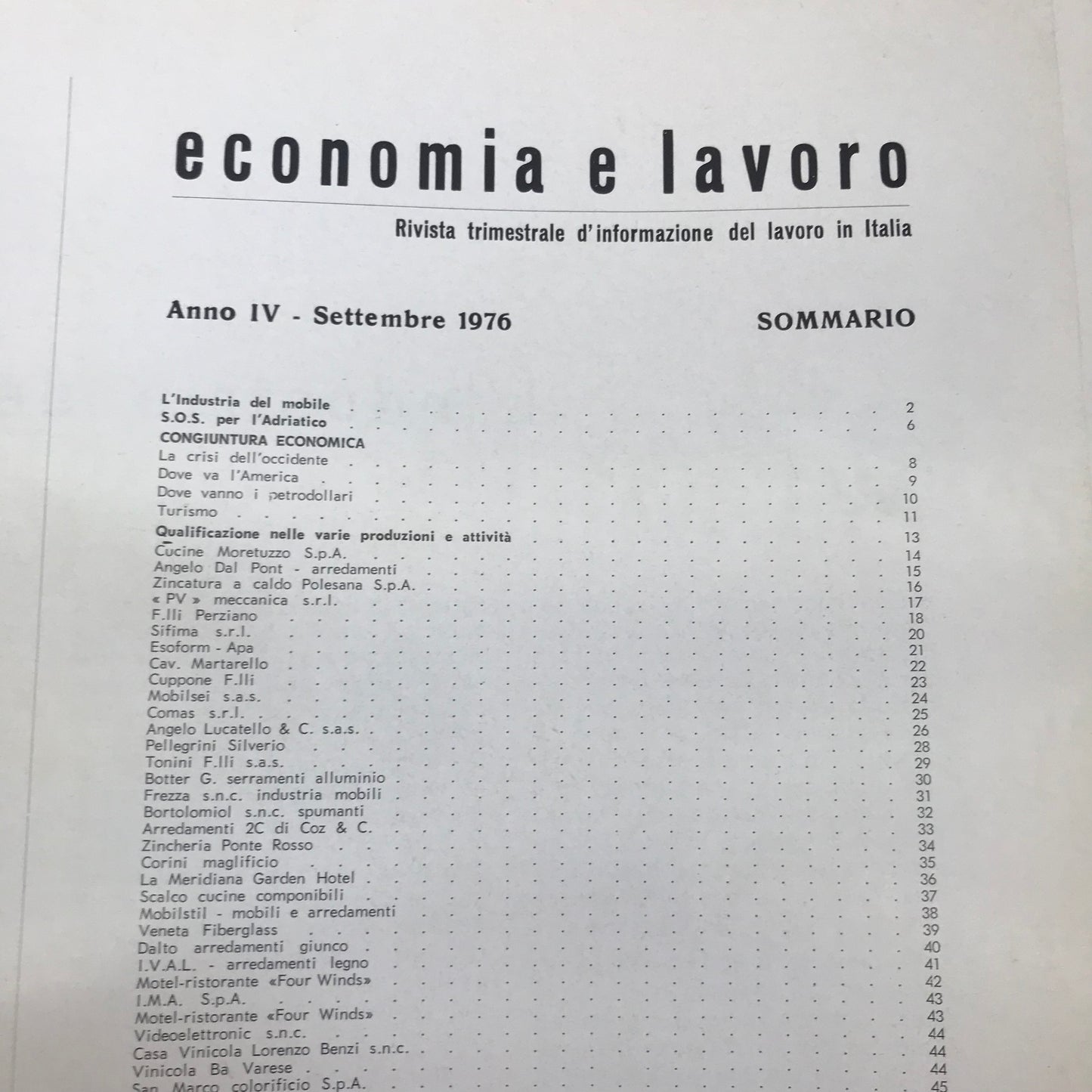 Libro - Economia e lavoro - Attività aziende veneto friuli lombardia marche 1976
