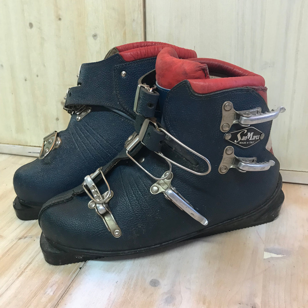 Scarponi da sci San Marco in pelle vintage anni '60 scarpe scarponcini